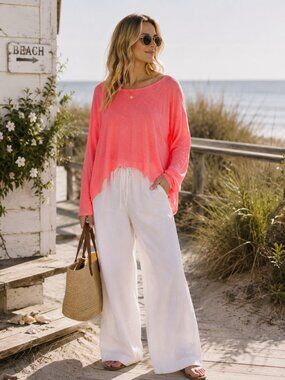 Fresh Produce neon coral tulip back top